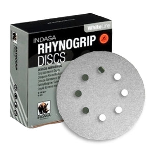 Indasa WhiteLine Rhynogrip 5" 8-Hole Vacuum Sanding Discs, 55 Series
