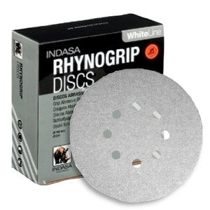 Indasa WhiteLine Rhynogrip 6" 8-Hole Vacuum Sanding Discs, 63 Series