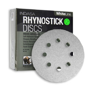 Indasa WhiteLine Rhynostick 5" 8-Hole Vacuum Sanding Discs, 56 Series
