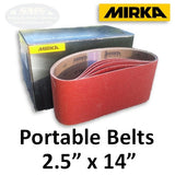Mirka 2.5" x 14" Portable Sanding Belts, 2