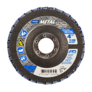 Norton Flap Disc Metal R828 ZA, 4.5" x 7/8", Fiberglass Hub, Flat T27, Zirconia Alumina