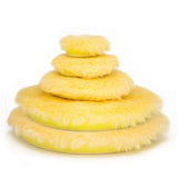 RUPES D-A Medium Yellow Wool Pad, different sizes stacked