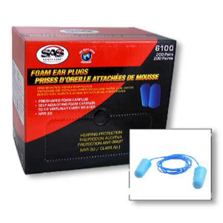 SAS Corded Foam Ear Plugs, Bulk, 6101-B