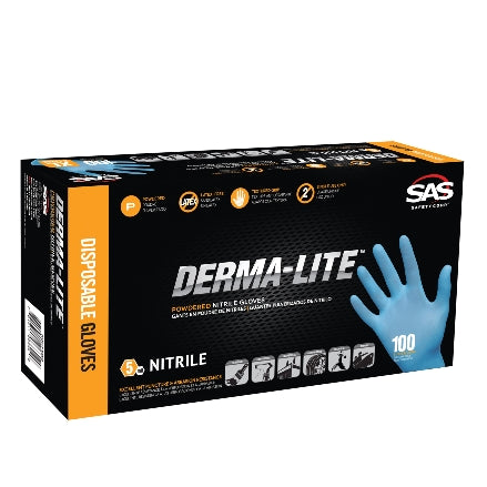 SAS Safety DERMA-LITE 5 mil Lightly-Powdered Nitrile Gloves