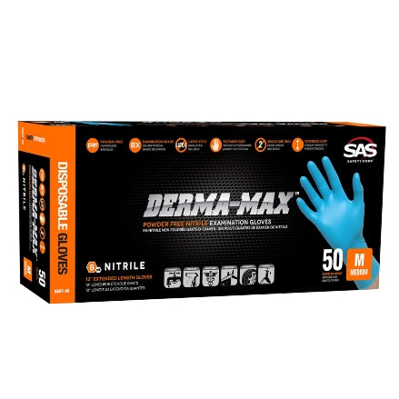 SAS Safety DERMA-MAX 8 mil Powder-Free Nitrile Gloves