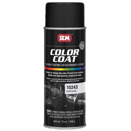 SEM 15243 Color Coat Satin Black, 16 oz Aerosol