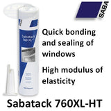 Sabatack 760XL-HT Window Adhesive, Black, 290ml Cartridge