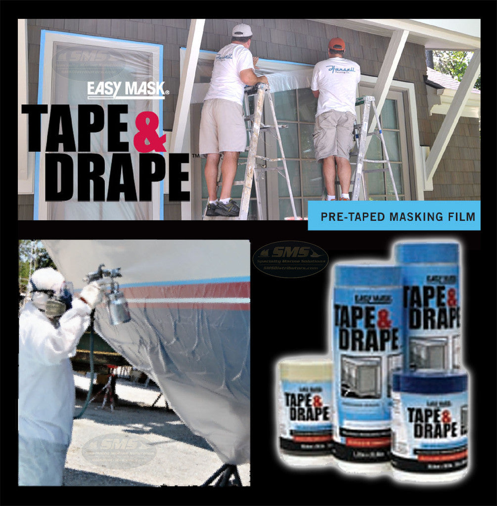 Trimaco Easy Mask Tape & Drape 8' x 72' Pre-taped Masking Film, 396490 ...