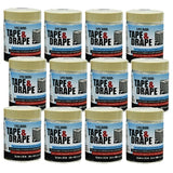 Easy Mask Tape & Drape 1.9' x 100' Pre-taped Masking Film, 12-Pack, 71020/12
